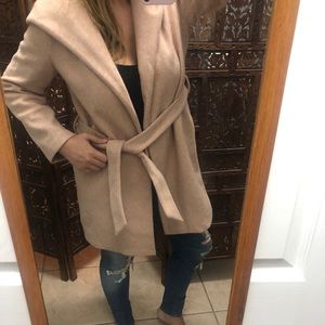 Zara Light Rose Pink Belted Hooded Jacket Medium